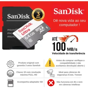 Cartão Memória Micro Sd Tf 64gb Original P/ Câmera Segurança - Imagem 4