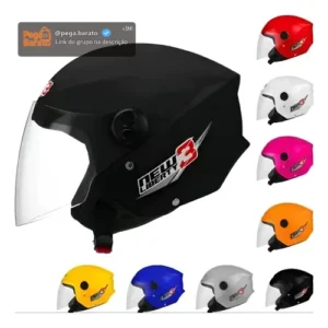 Capacete moto aberto pro tork new liberty three preto fosco tamanho 56 desenho solid viseira cristal - Imagem 1