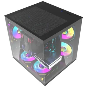 Gabinete Gamer Aigo Luna A275 Preto Mini-Tower com Lateral de Vidro e 3 Fans Rainbow - Imagem 4