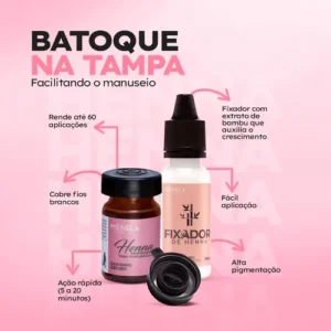 Henna Menela Castanho Escuro Padrão Profissional Para Designer De Sobrancelhas 2.5g Com Fixador E Nanotecnologia Completo - Imagem 8