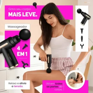 Massageador Pistola Elétrica Profissional Muscular Portátil Aparelho Fisioterapia Corporal 6 Velocidades 4 Cabeças De Massagem Alívio Dores Relaxamento Liberação Recuperação Muscular Nixzen - Imagem 3