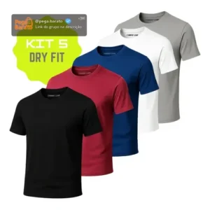 Kit 5 Camisa Masculina Termica Academia Dry Fit Malha Fria - Imagem 1